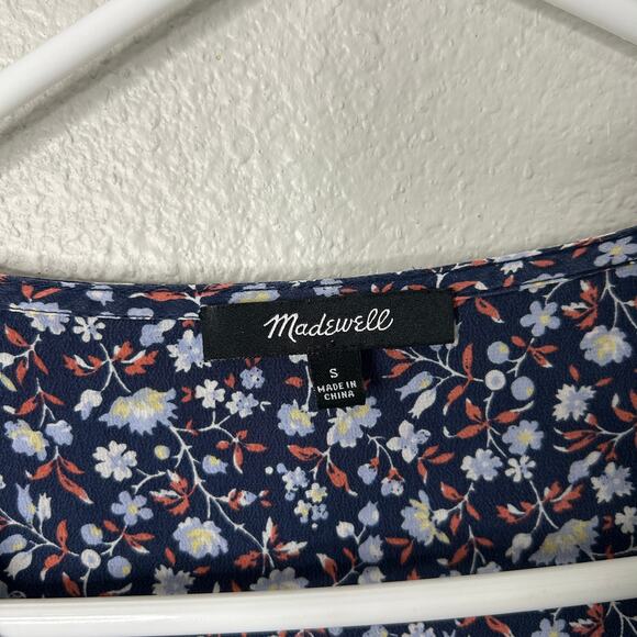 Madewell Womens Silk V Neck Peplum Blouse Size XS in Harvest Vine Floral - Picture 5 of 7